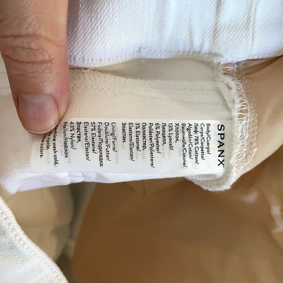 SPANX Women's distressed white ankle skinny jeans jeggings sz L 20229R Pull On - Picture 13 of 15